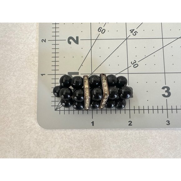 Miriam Haskell unsigned Art Deco silver tone black beaded rhinestone pin brooch - Picture 8 of 8